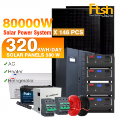 photovoltaic solar panel 80 KW off grid/ on grid connected household solar system