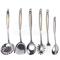 QANA Factory Wholesale OEM Kitchen utensils set supplier stainless steel kitchenware slotted turner spoon Hot Pot Strainer Ladle