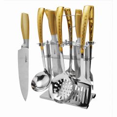 12PCS knife kitchenware Yellow kitchenware laser + paint factory wholesale stainless steel kitchenware trowel set kitchenware