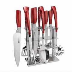 12PCS knife kitchenware Red kitchen laser + paint factory wholesale stainless steel kitchenware spatula set kitchenware