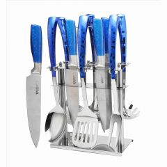 12PCS knife kitchenware Blue kitchen laser + paint factory wholesale