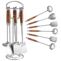 7PCS kitchenware (Wooden handle)  with stand 
