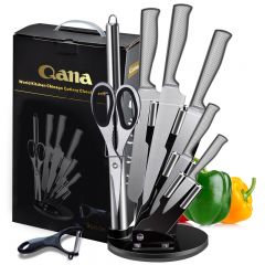 Amazon Hot Sale Professional Chef 9 Piece Stainless Steel Kitchen Knife Set With stand