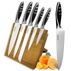 Free Sample QANA Factory Wholesale damascus kitchen knife set stainless steel japanese chef cooking knife with scissor peeler