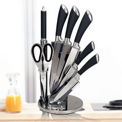 QANA Factory Wholesale OEM 6pcs damascus stainless steel kitchen knife set with wooden block cheese board magnetic knife block
