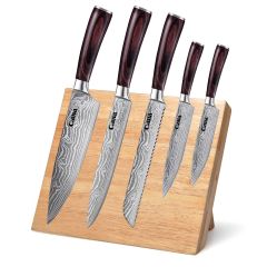 set of colorful wooden handle knives wooden knife holder 5 pcs