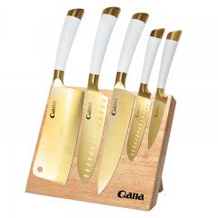 set of hollow handle wooden knife holder 5 pcs