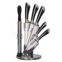 high quality kitchen knives set stainless steel paring carving chef knife kitchen knife with rotating stand 7pcs