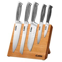Manufacturers wholesale kitchen knife set hollow handle with wooden seat