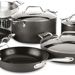 All-Clad Essentials Nonstick Hard Anodized Cookware Set, 10-Piece, Black