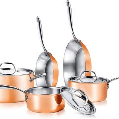 NutriChef 8 Pcs. Stainless Steel Kitchenware Pots &amp; Pans Set Stylish Kitchen Cookware  SS Handle