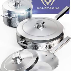 DALSTRONG 6-Piece  Hammered Finish - Silver - w/Lid &amp; Pot Protector