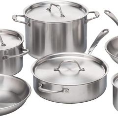 Kitchara Stainless Steel Cookware Set, 10 Piece, Brushed 18/10 Stainless Steel, 5 Ply