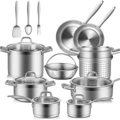 Duxtop Professional Stainless Steel Pots and Pans Set 17PCS Induction Cookware Set