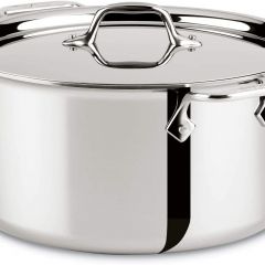 All-Clad 4508 Stainless Steel Tri-Ply Bonded Dishwasher Safe Stockpot with Lid / Cookware, Silver