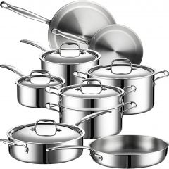 Heritage Steel 10 Piece Cookware Set - Titanium Strengthened 316Ti Stainless Steel 