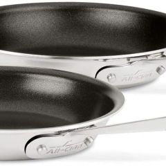 All-Clad 410810 NSR2 Stainless Steel Dishwasher Safe Oven Safe  Fry Pan Set,