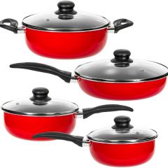 Healthy Cookware Set - 8 pcs Ceramic Sauce Pan Fry Pan Dutch Oven Pot Set