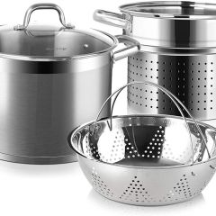 Duxtop Professional Stainless Steel Pasta Pot with Strainer Insert, 4PCS Pasta Pot &amp; Steamer Pot