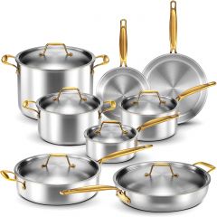 Legend Stainless Steel 5-Ply Copper Core | 14-Piece Cookware Set