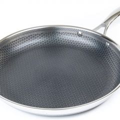 HexClad 12 Inch Hybrid Stainless Steel Frying Pan with Stay-Cool Handle - PFOA Free Oven Safe