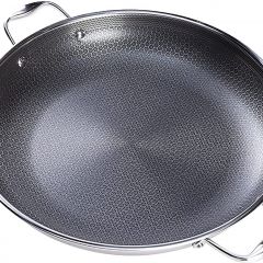 HexClad 14 Inch Hybrid Stainless Steel Wok Pan with Stay Cool Handle Oven Safe for Daily Cooking