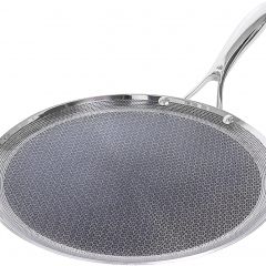 HexClad 12 Inch Hybrid Stainless Steel Griddle Non Stick Fry Pan with Stay-Cool Handle