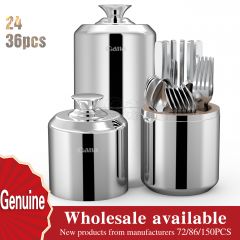 Professional Stainless Steel Kitchen Cutlery Set, 24/36Pcs, Silver