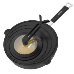 Folding multi-purpose silicone lid set of frying pan