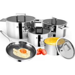 9PCS hollow handle environment light kitchen pot set