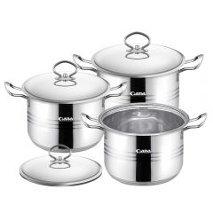 6-piece pan with steel lid and wide edge