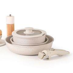 QANA Detachable handle pot Medical stone pan outdoor set pot Portable pot camping cookware wok aluminum wok