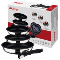 4 Frying Pans Stainless Steel and Non-Stick Includes 3 Frying Pans of 18, 20 and 24 cm 