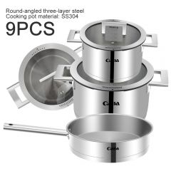 Round-cornered three-layer steel