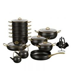 23Pcs Stainless Steel Non-Stick Frying Pan With Glass Lid Frying Pan and Tea Kettle Coffee Mug