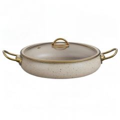 Non-Stick Shallow Casserole with Glass Lid Compound Steel Cookware