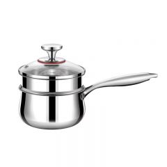 Stainless Steel Long Handle Double Layer Metal Induction Cookware Soup Stock Pots