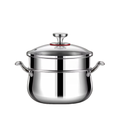 Stainless Steel Kitchenware Thickened Pasta Cooker Double Boiler Pot with Glass Lid