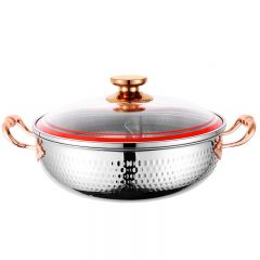 Hot Sale Rose Gold Hammer Pattern Soup Pot Multi-functional Stainless Steel Catering Hammered Hot Pot Cooking Pots With Lid