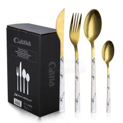 QANA Factory Wholesale OEM 24 pcs cutlery with ceramic sets dinnerware