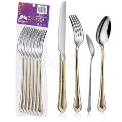 QANA Factory Wholesale OEM Utensils Flatware Set Stainless Steel Tableware Cutlery Set for Home Kitchen Includes Forks Spoons