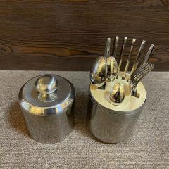 24-piece stainless steel sanded cutlery bucket set
