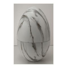 24PCS white marble black textured egg shaped cutlery bucket set