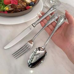 304 stainless steel medieval tableware vine relief English afternoon tea aristocratic light luxury main dinner spoon dessert fork