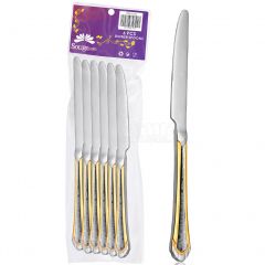 6PCS set with gold rim dinner knife
