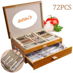 72PCS set of double-layer wooden box small-sized tableware