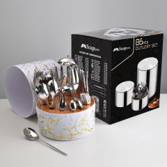 86-Piece Economical and Elegant European Suitcase Cutlery Set  Ceramic tableware plastic tube