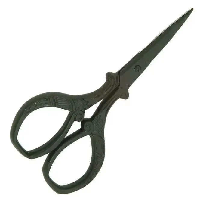 Wholesale Black Coated Stainless Steel Embroidery Scissors With Ornate Handles And Sharp Pointed Blades For Sewing Needlework