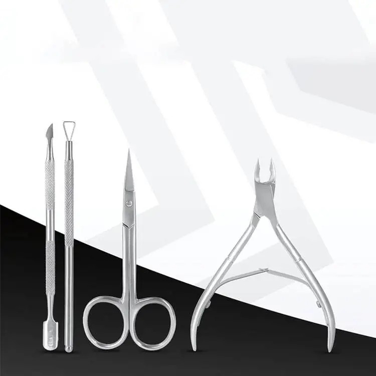Wholesale Professional Stainless Steel Manicure And Pedicure Cuticle Care Set With Scissors Pusher Nipper And Nail Tool