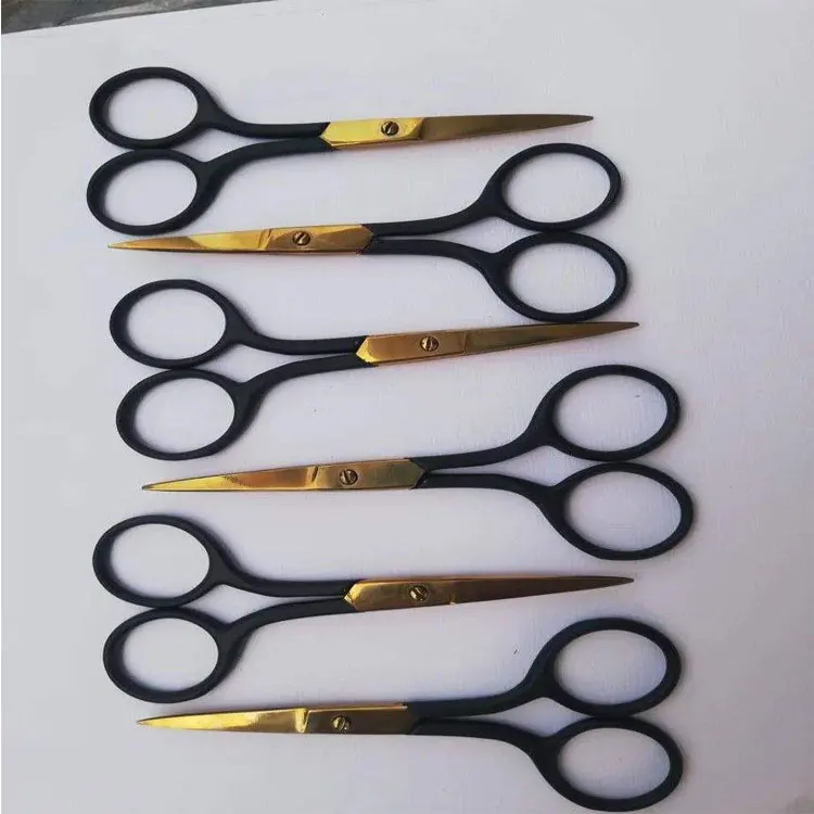 Wholesale Stainless Steel Black Handle Gold Blade Embroidery Scissors For Thread Cutting Sewing And Needlework